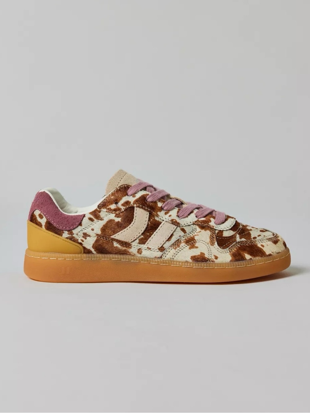 Coolway Women's Suede Leather Cream and Brown Cow Print Sneakers New Size US 6 - Picture 2 of 11
